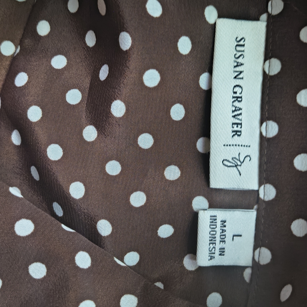 Susan Graver Black and White Polka Dot Blouse - Picture 9 of 9